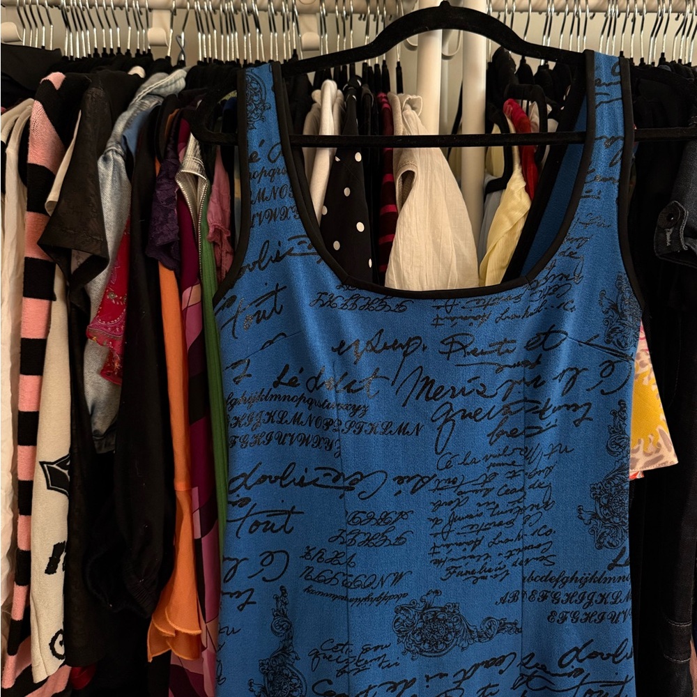 Blue French Script Dress - Picture 2 of 3